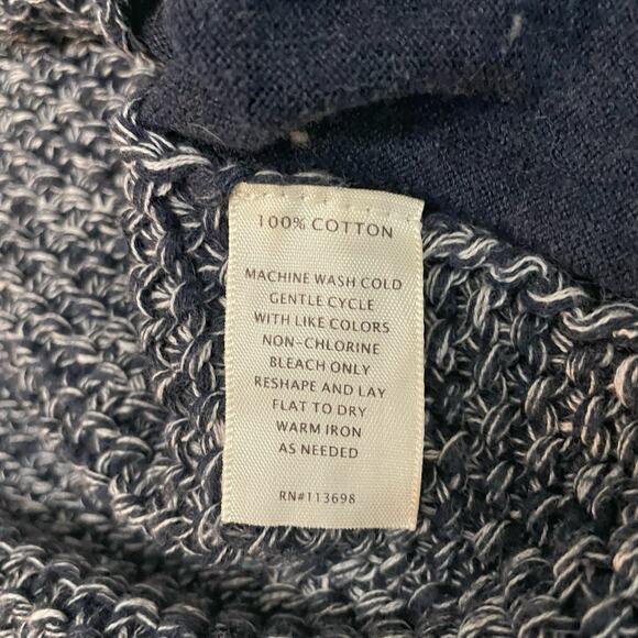 Margaret O'Leary Marled Knit Sweater Contrast Panels Navy Blue White - Size XS - Picture 4 of 7